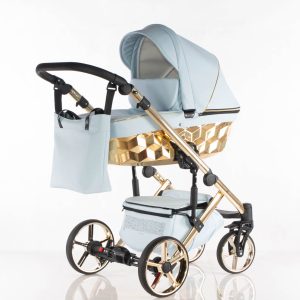 Carro 3 Piezas CUBIC Celeste + Oro -El Mimo de Mama-
