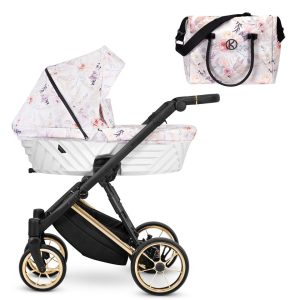 Carrito de Bebe IVENTO Blanco Flores rosas Ive-04 -KUNERT-